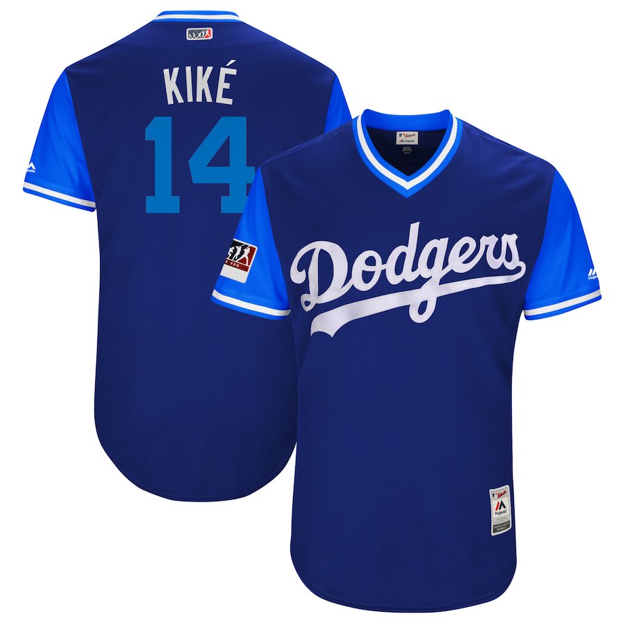 Men's Los Angeles Dodgers Enrique Hernandez "Kik??" Majestic Royal/Light Blue 2018 Players' Weekend Jersey